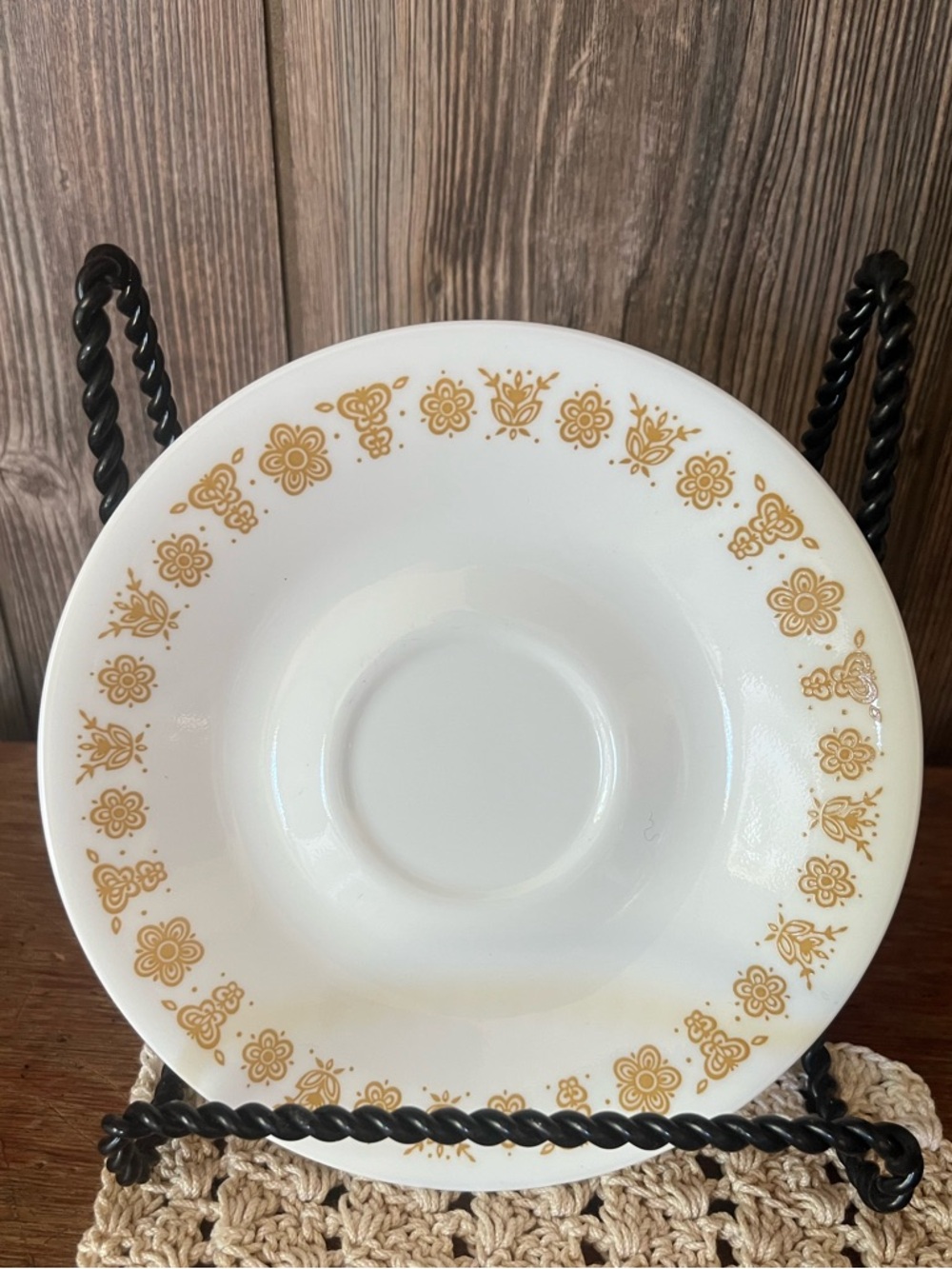 Set of 8. Corelle Butterfly gold White Saucer